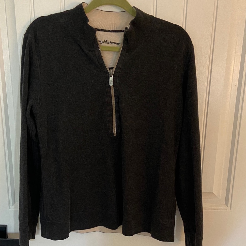 Tommy Bahama Ladies Dark Gray  1/2 Zip-Up Sweater L